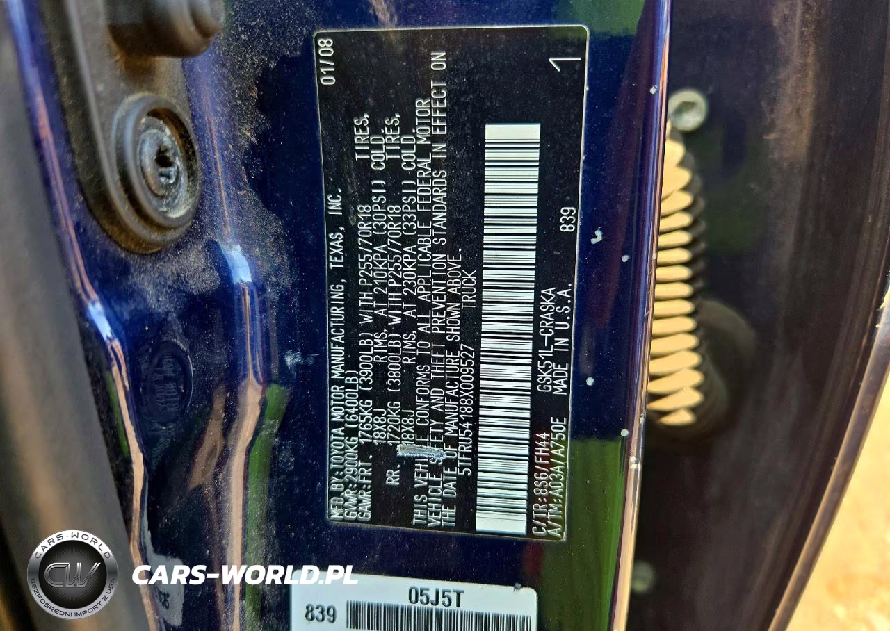 2008 Toyota Tundra Grade VIN:5TFRU54188X009527 - 12