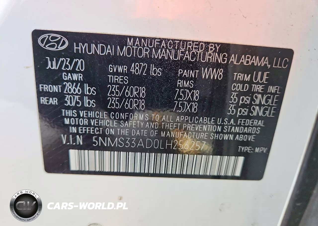 2020 Hyundai Santa Fe Sel VIN:5NMS33AD0LH256257 - 14