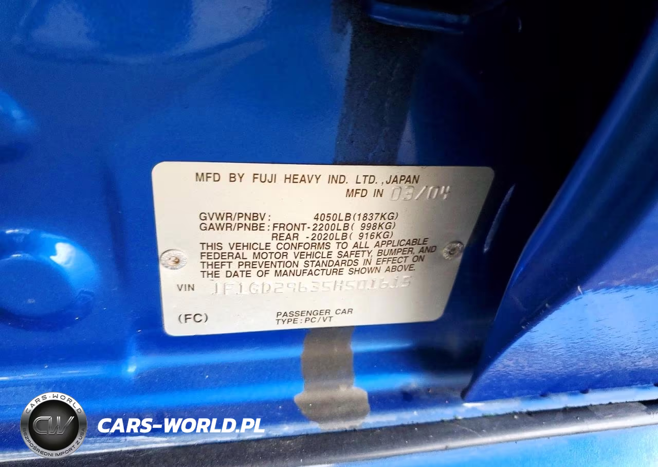 2005 Subaru Impreza Wrx VIN:JF1GD29635H501615 - 12