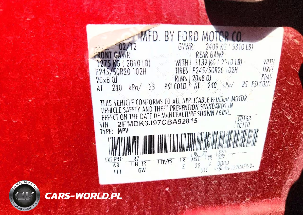 2012 Ford Edge Sel VIN:2FMDK3J97CBA92815 - 12