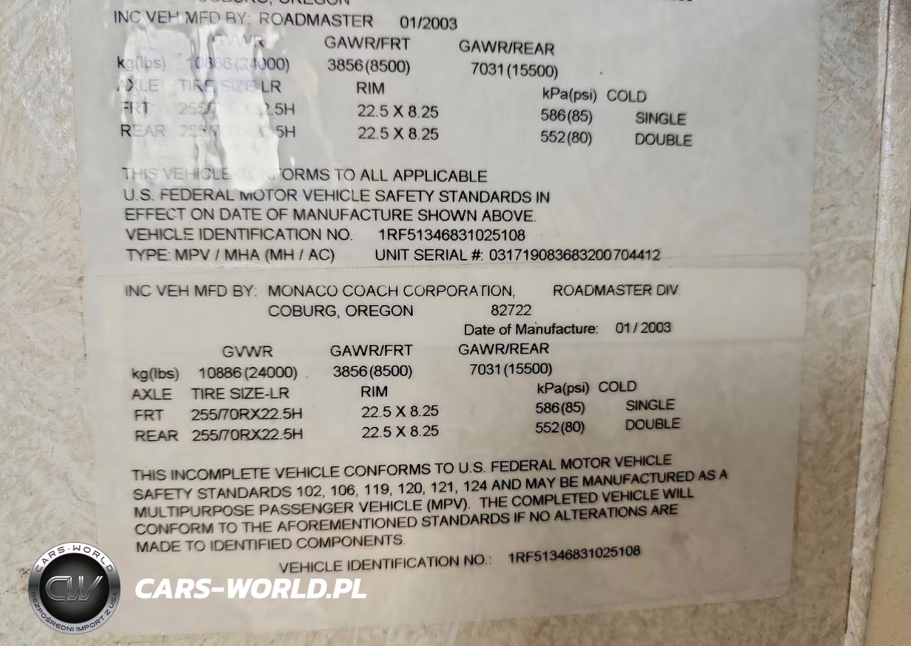 2003 Roadmaster Rail Monocoque VIN:1RF51346831025108 - 10