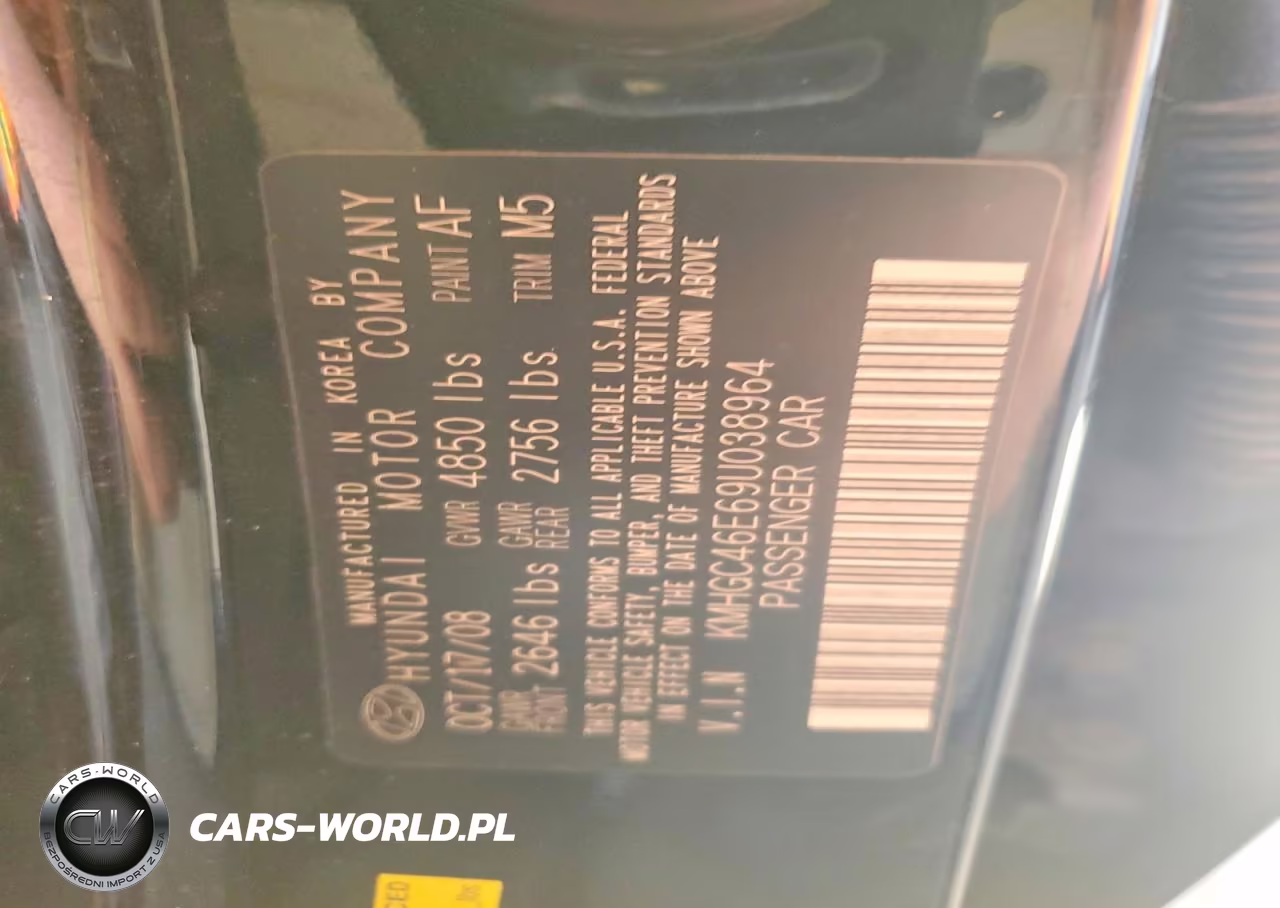 2009 Hyundai Genesis 3.8L VIN:KMHGC46E69U038964 - 12
