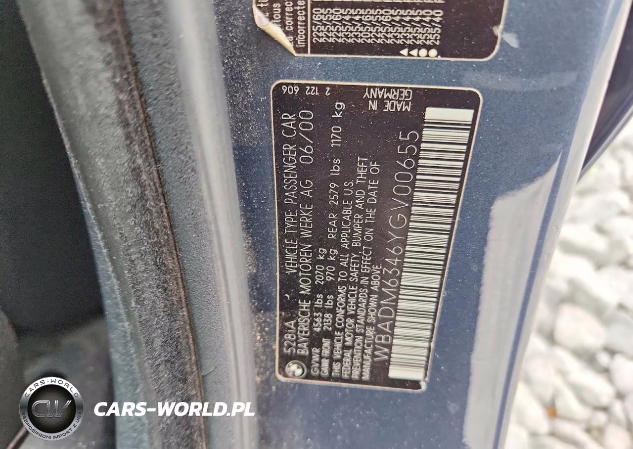 2000 BMW 528 I Automatic VIN:WBADM6346YGV00655 - 12