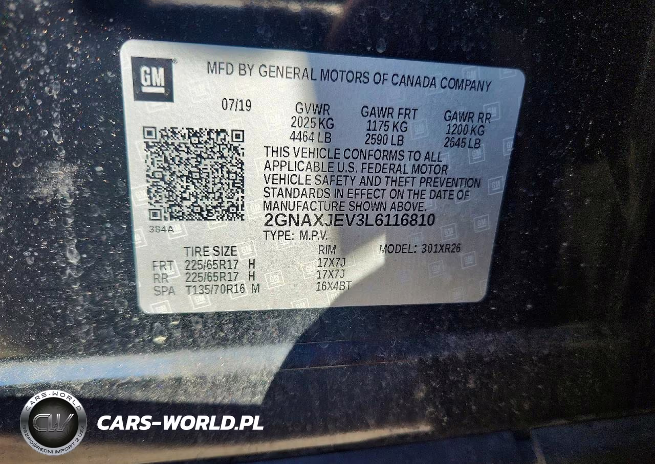 2020 Chevrolet Equinox Lt VIN:2GNAXJEV3L6116810 - 13