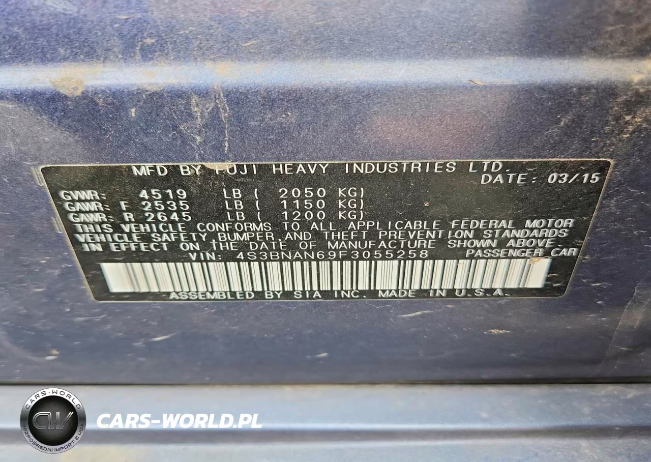 2015 Subaru Legacy 2.5I Limited VIN:4S3BNAN69F3055258 - 12
