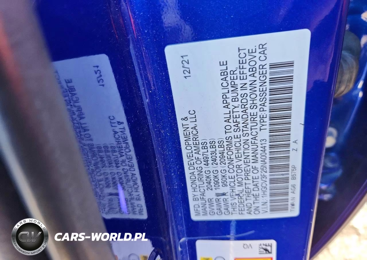 2022 Honda Accord Hybrid Sport VIN:1HGCV3F25NA004413 - 13