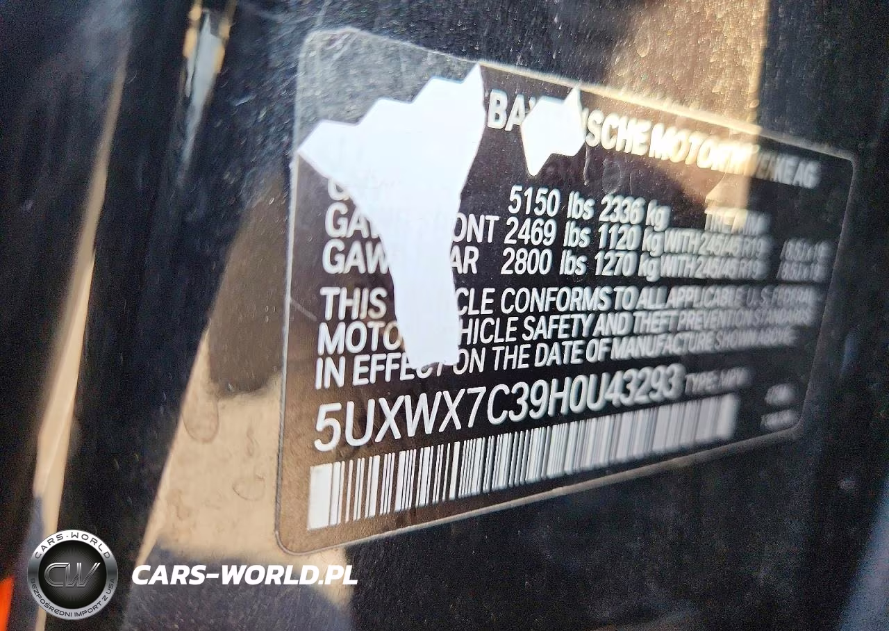 2017 BMW X3 xDrive35I VIN:5UXWX7C39H0U43293 - 12