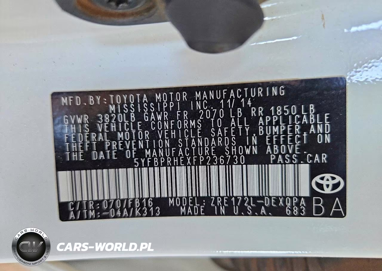 2015 Toyota Corolla Le Eco VIN:5YFBPRHEXFP236730 - 12