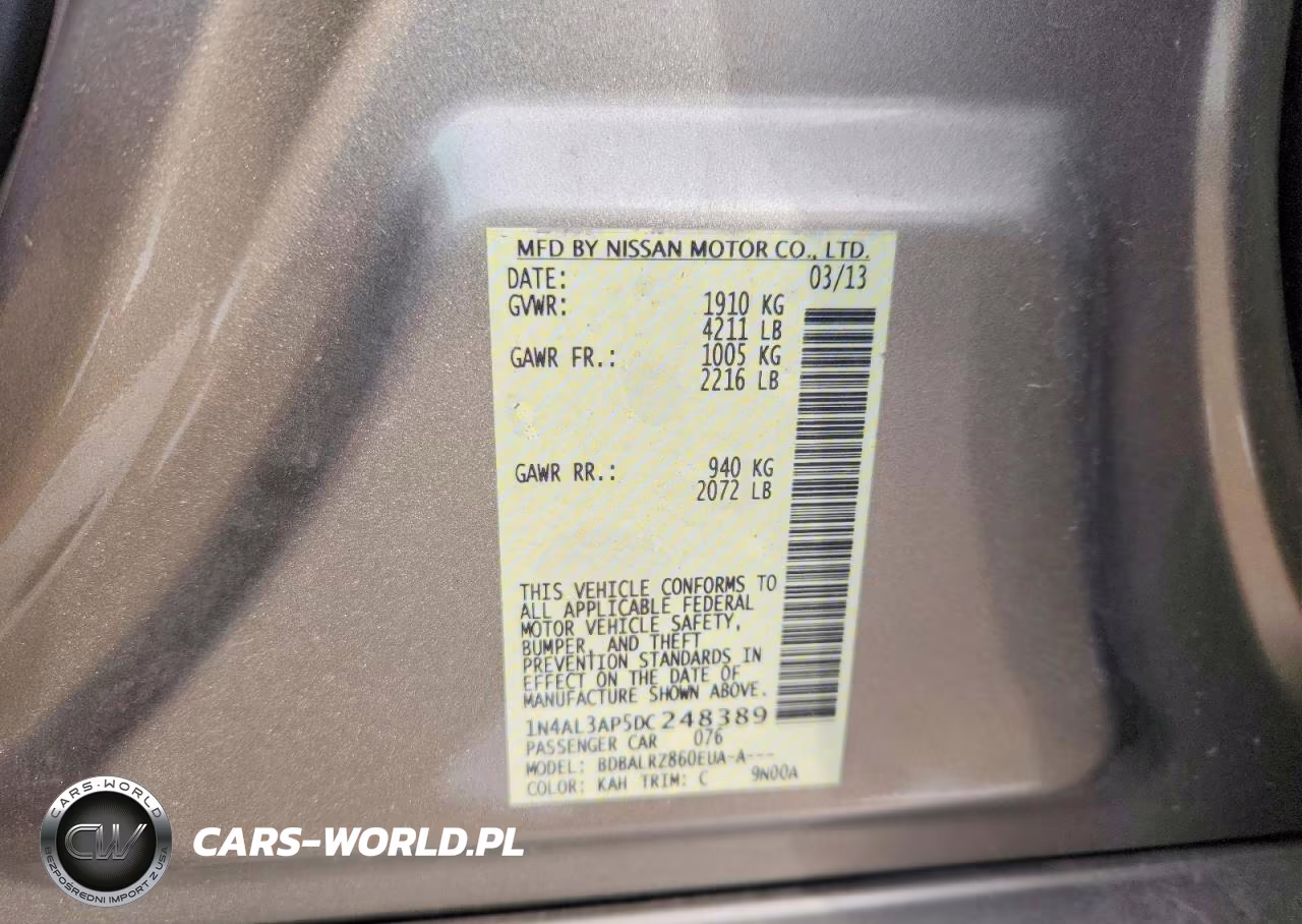 2013 Nissan Altima 2.5 VIN:1N4AL3AP5DC248389 - 12
