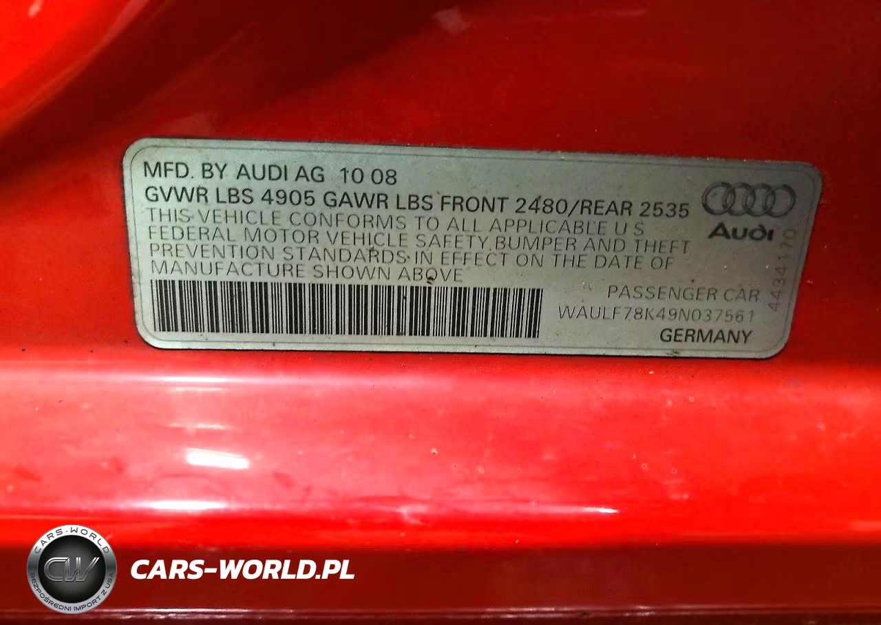 2009 Audi A4 2.0T Quattro VIN:WAULF78K49N037561 - 12