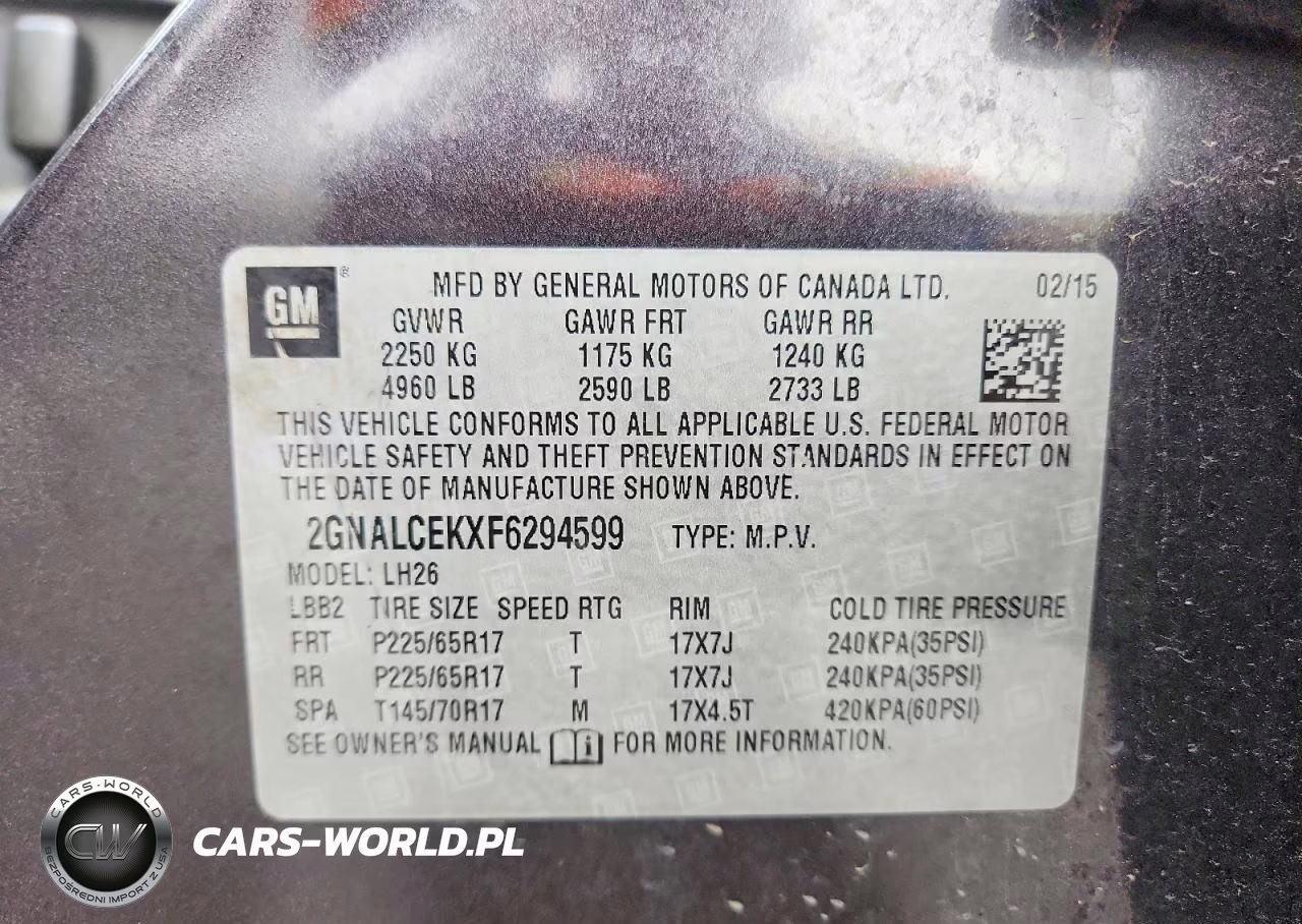 2015 Chevrolet Equinox Lt VIN:2GNALCEKXF6294599 - 13