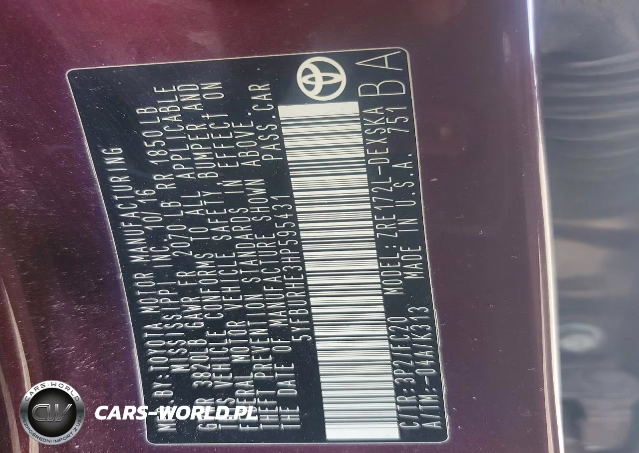 2017 Toyota Corolla 50Th Anniversary Special Edition VIN:5YFBURHE3HP595431 - 12