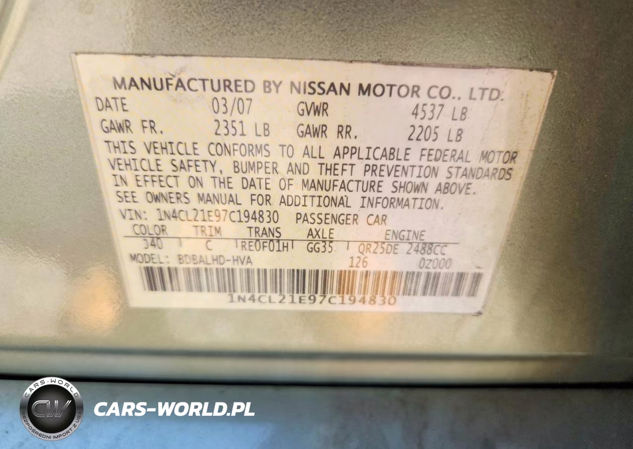 2007 Nissan Altima Hybrid VIN:1N4CL21E97C194830 - 12