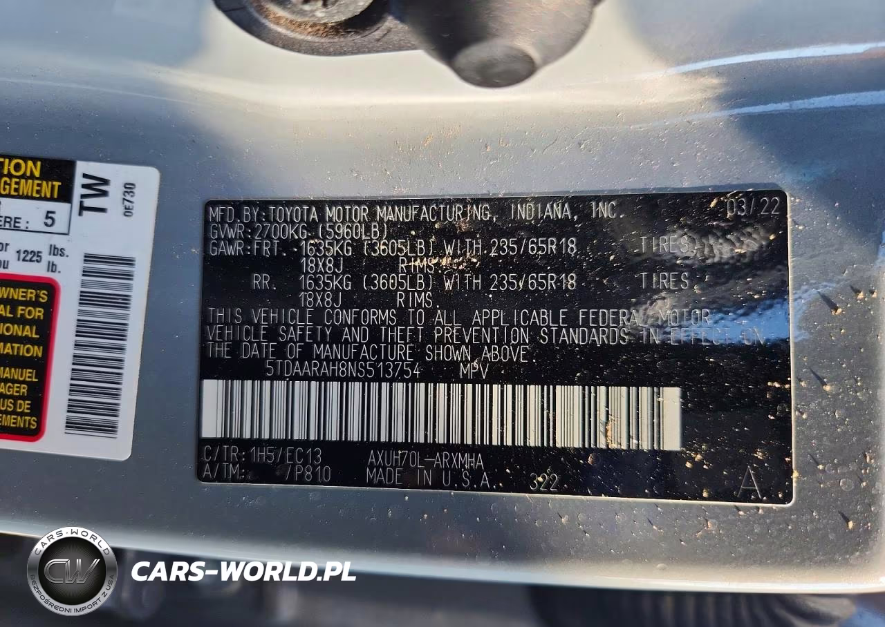 2022 Toyota Highlander Hybrid Bronze Edition VIN:5TDAARAH8NS513754 - 13