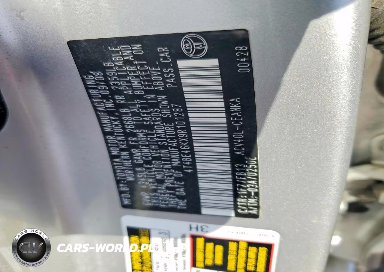 2009 Toyota Camry Le VIN:4T4BE46KX9R101287 - 12