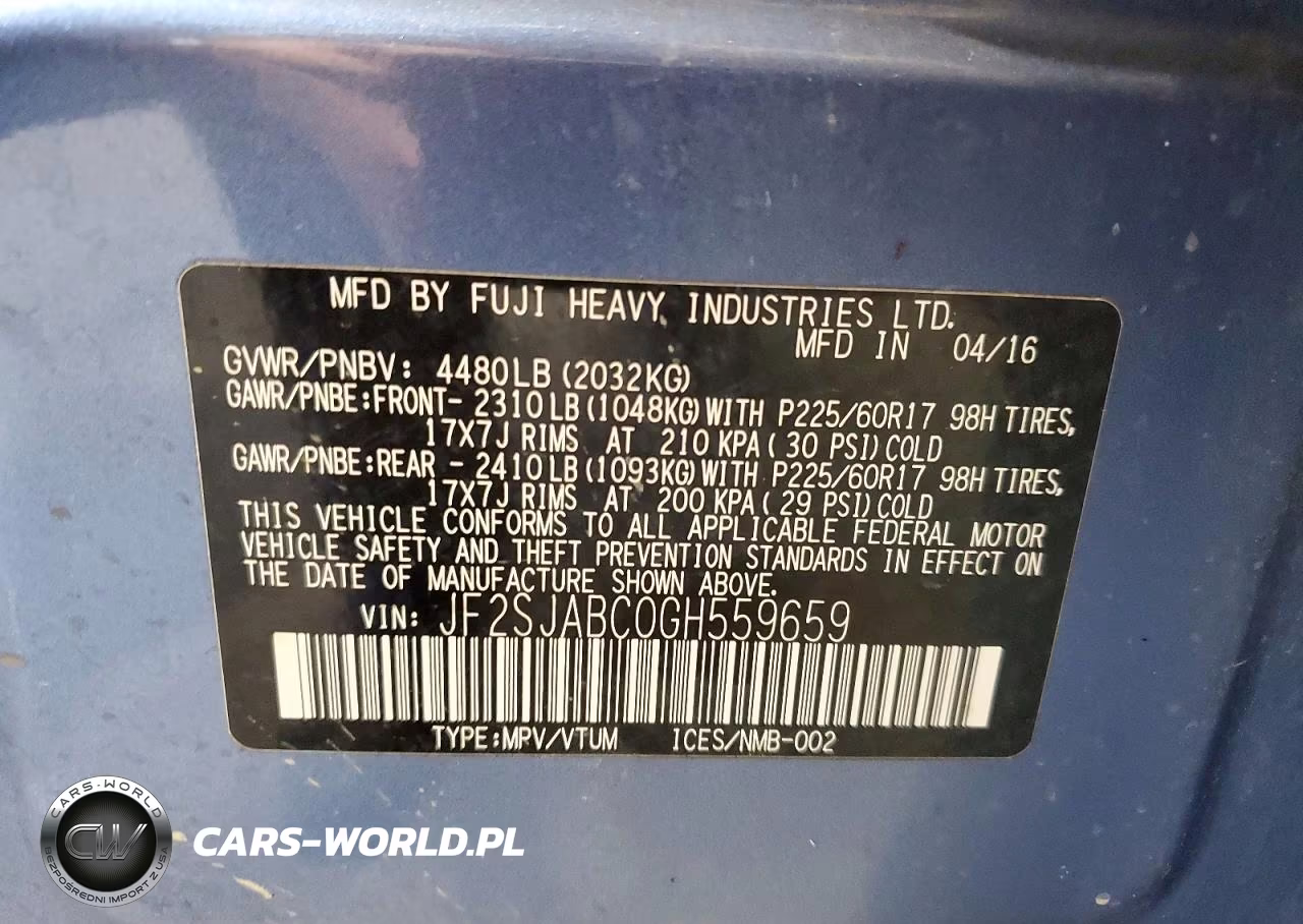 2016 Subaru Forester 2.5I VIN:JF2SJABC0GH559659 - 13