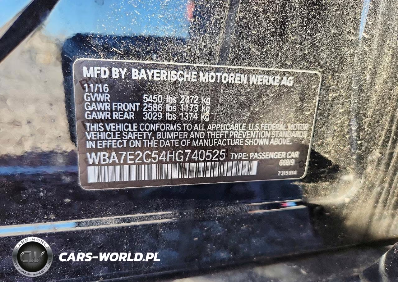 2017 BMW 740 I VIN:WBA7E2C54HG740525 - 12