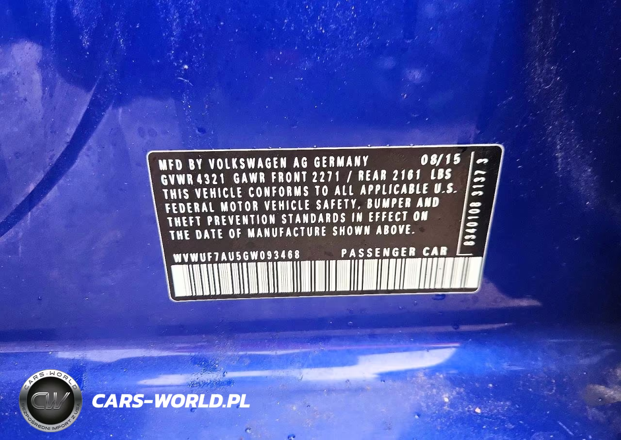 2016 Volkswagen Golf R 4-Door VIN:WVWUF7AU5GW093468 - 12