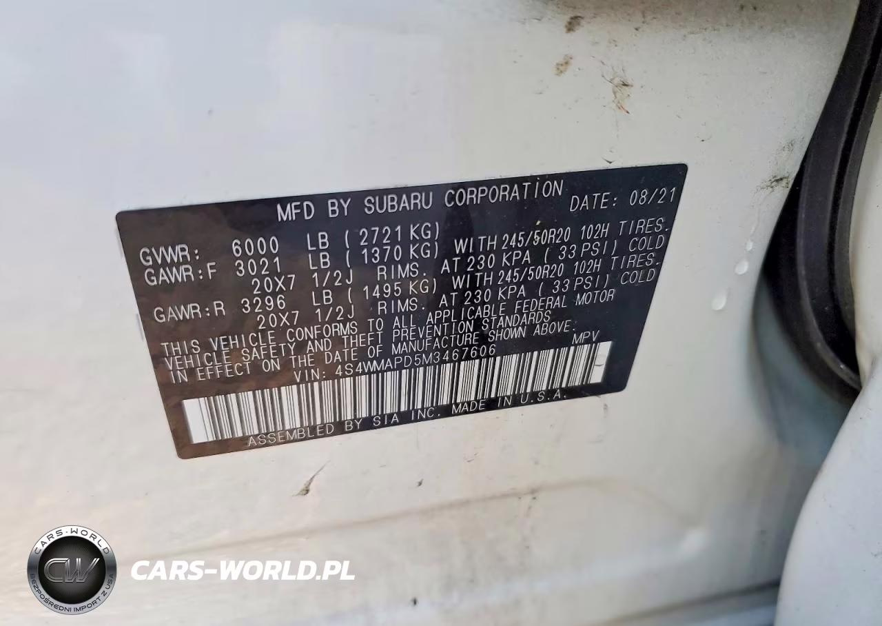 2021 Subaru Ascent Limited VIN:4S4WMAPD5M3467606 - 12