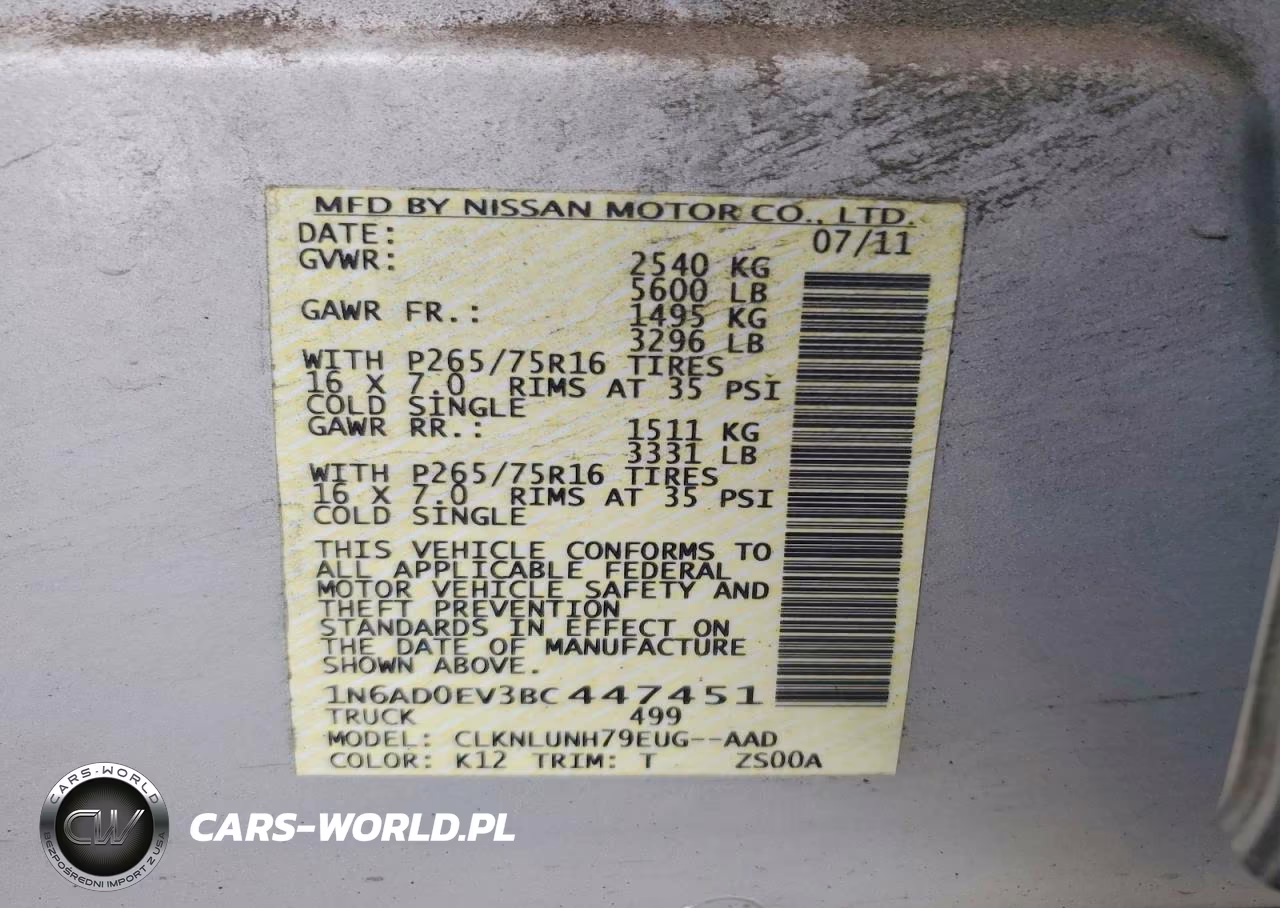 2011 Nissan Frontier S VIN:1N6AD0EV3BC447451 - 12