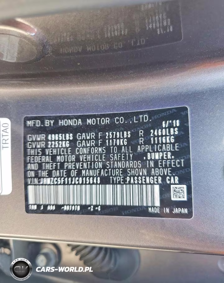 2018 Honda Clarity VIN:JHMZC5F11JC015648 - 12