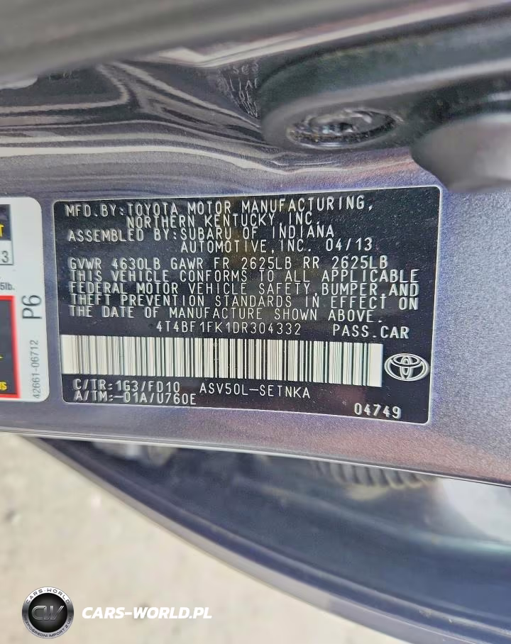 2013 Toyota Camry Le VIN:4T4BF1FK1DR304332 - 12