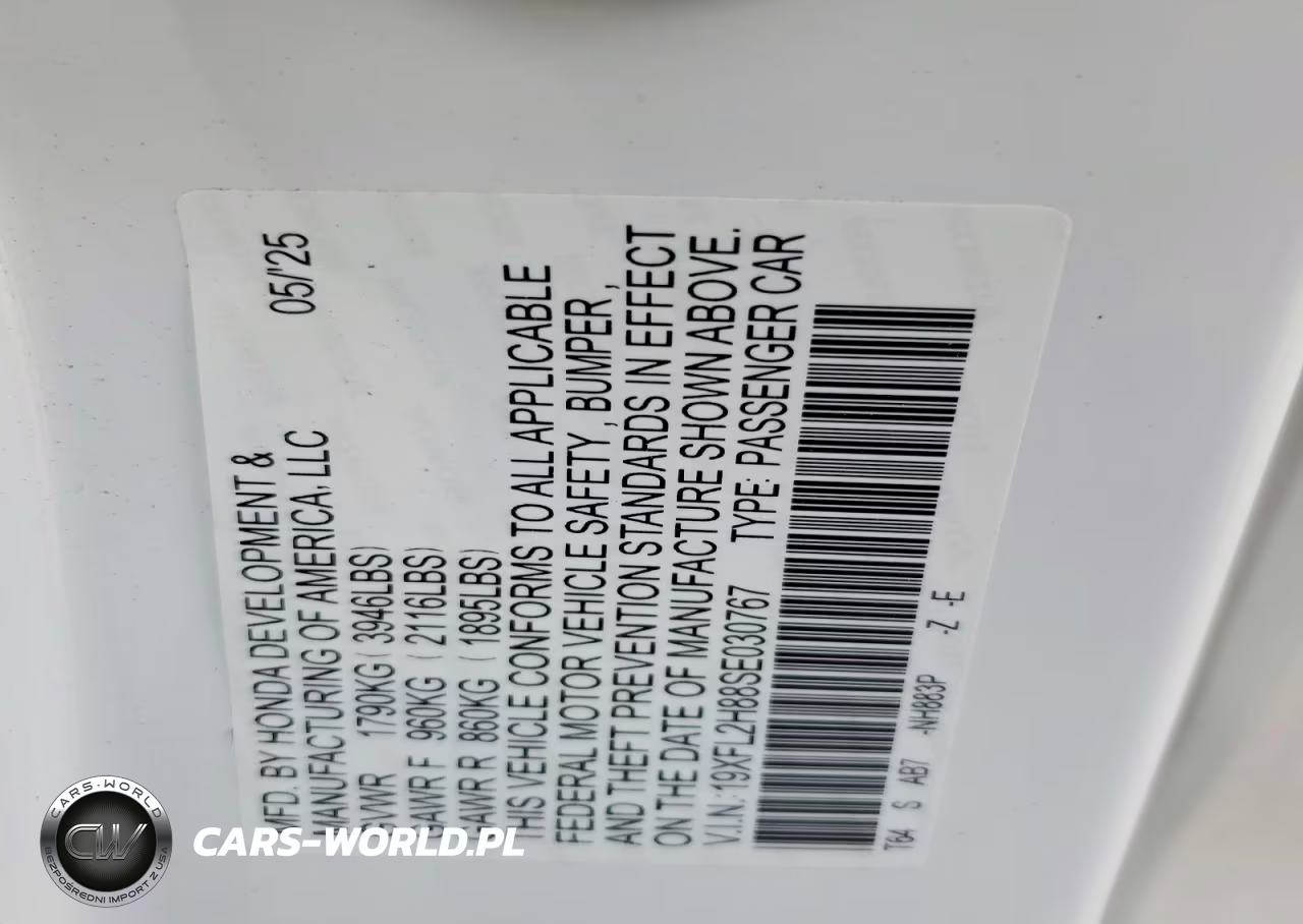 2025 Honda Civic Sport VIN:19XFL2H88SE030767 - 12
