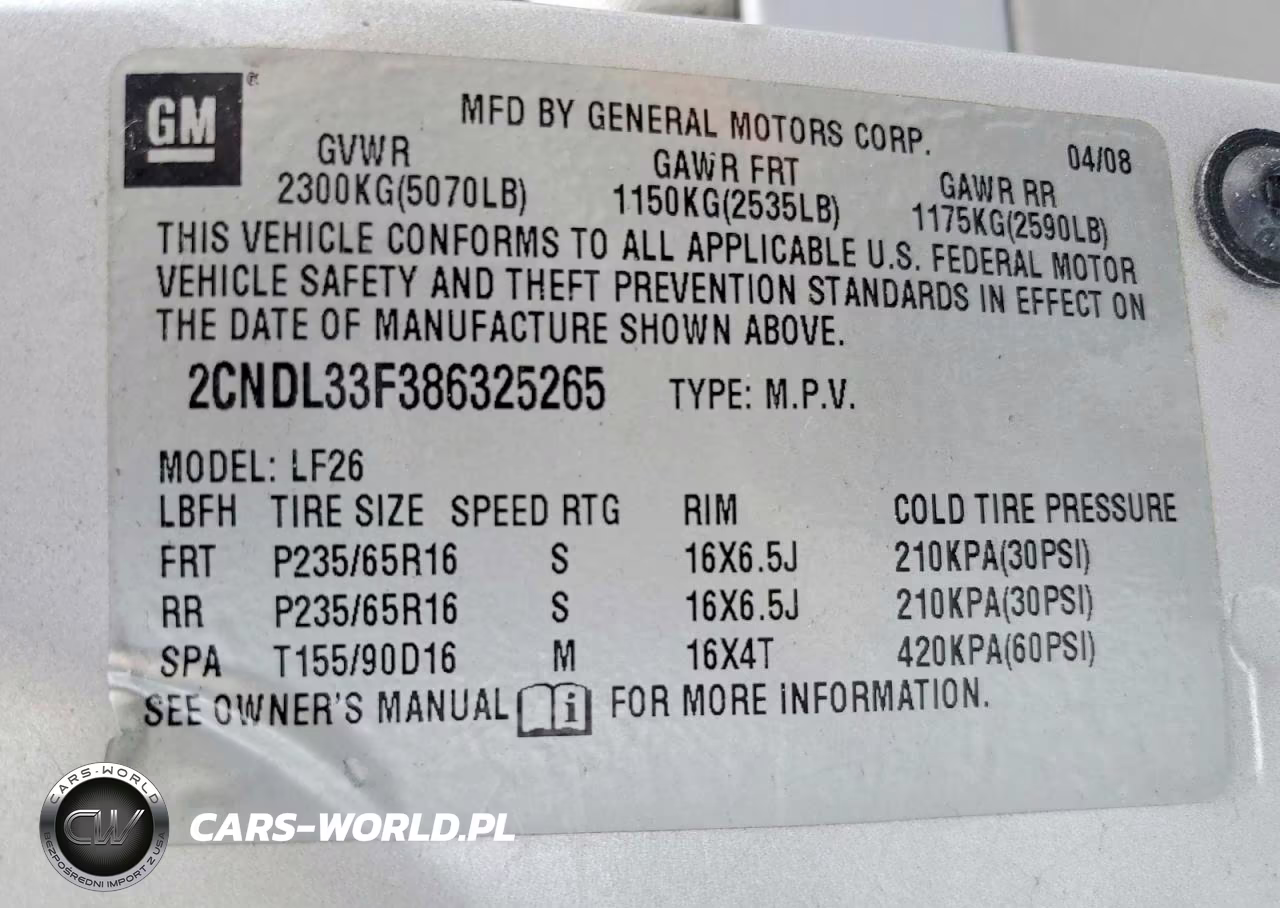 2008 Chevrolet Equinox Lt VIN:2CNDL33F386325265 - 13