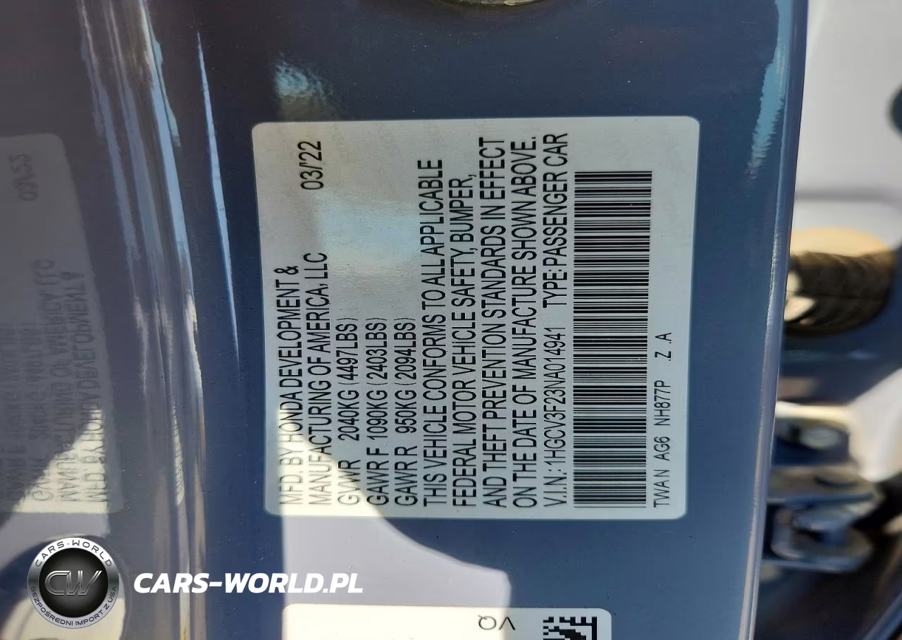 2022 Honda Accord Hybrid Sport VIN:1HGCV3F23NA014941 - 12