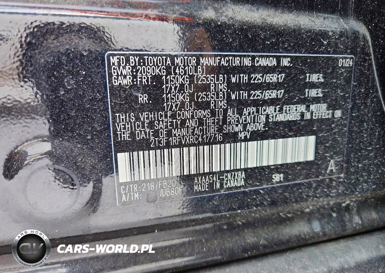 2024 Toyota Rav4 Le VIN:2T3F1RFVXRC417716 - 13