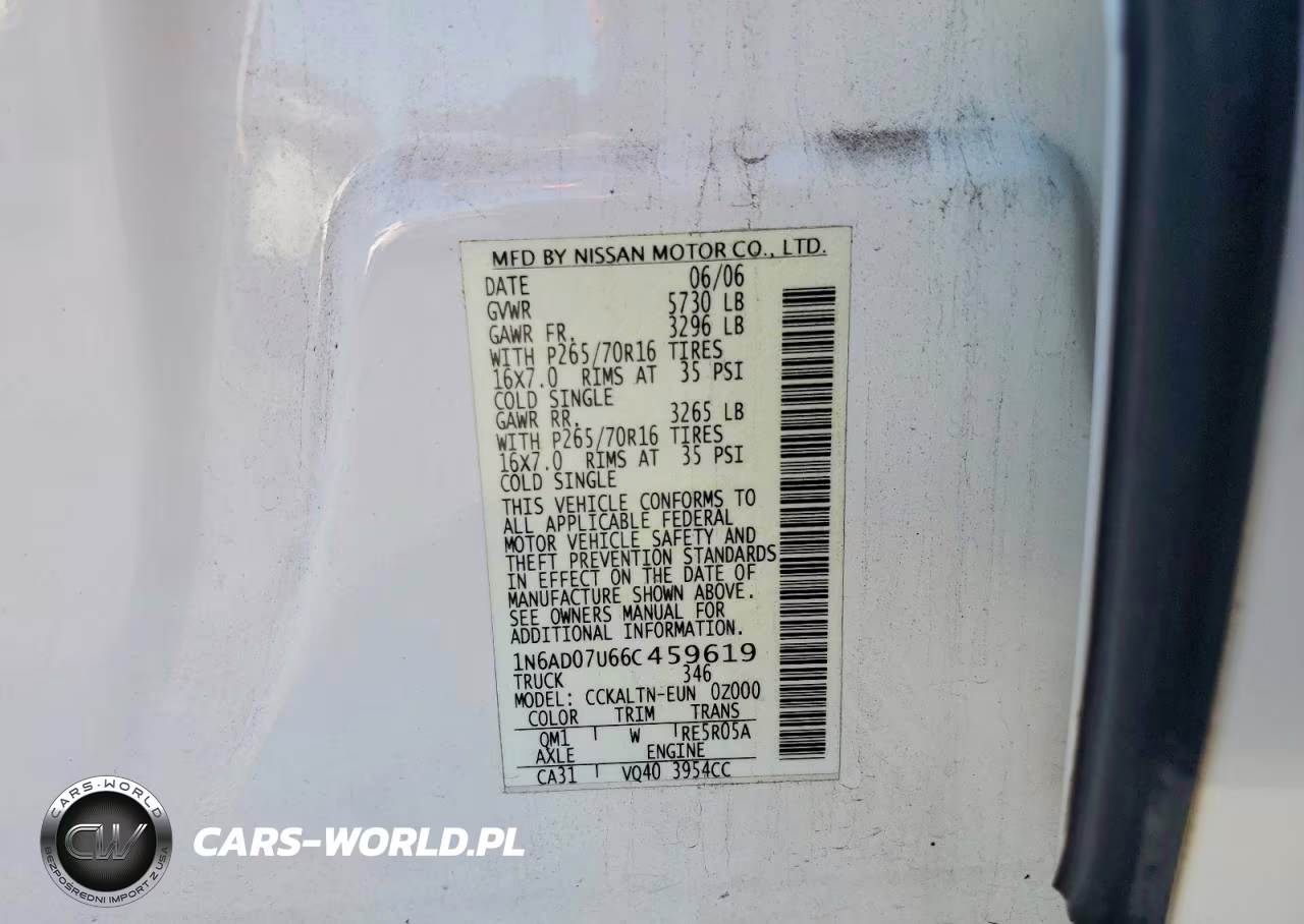 2006 Nissan Frontier Se VIN:1N6AD07U66C459619 - 12
