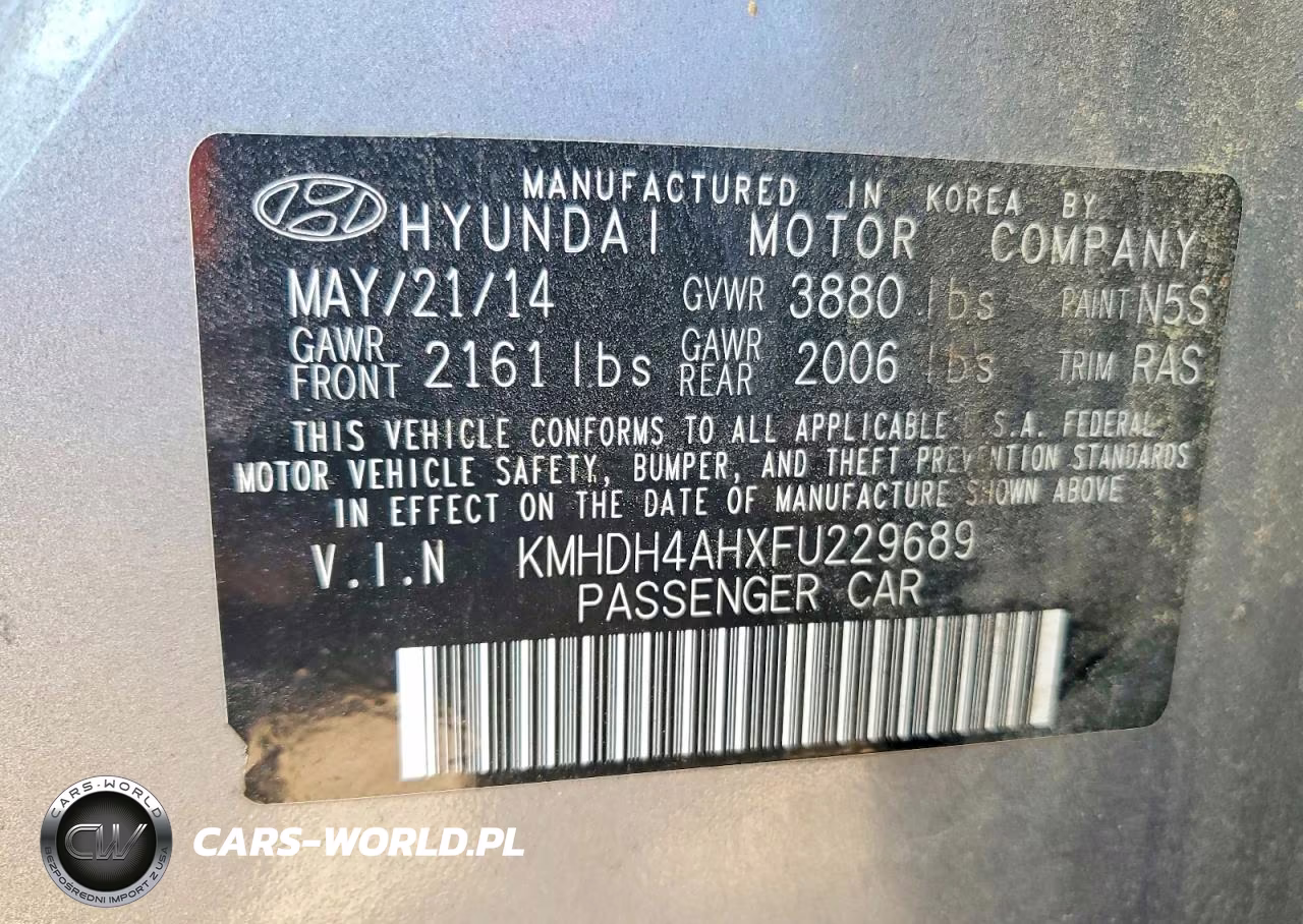 2015 Hyundai Elantra Sport VIN:KMHDH4AHXFU229689 - 12