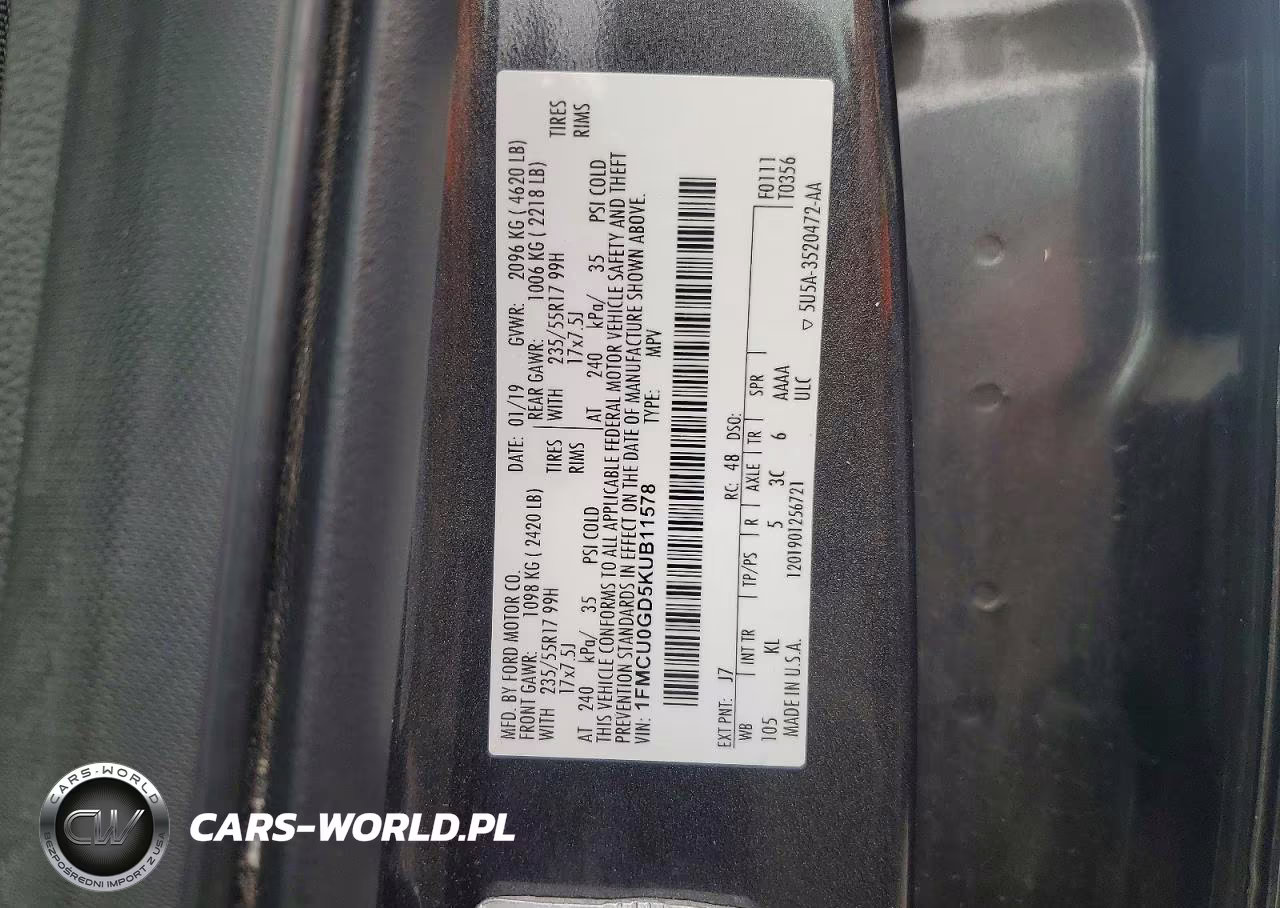 2019 Ford Escape Se VIN:1FMCU0GD5KUB11578 - 13