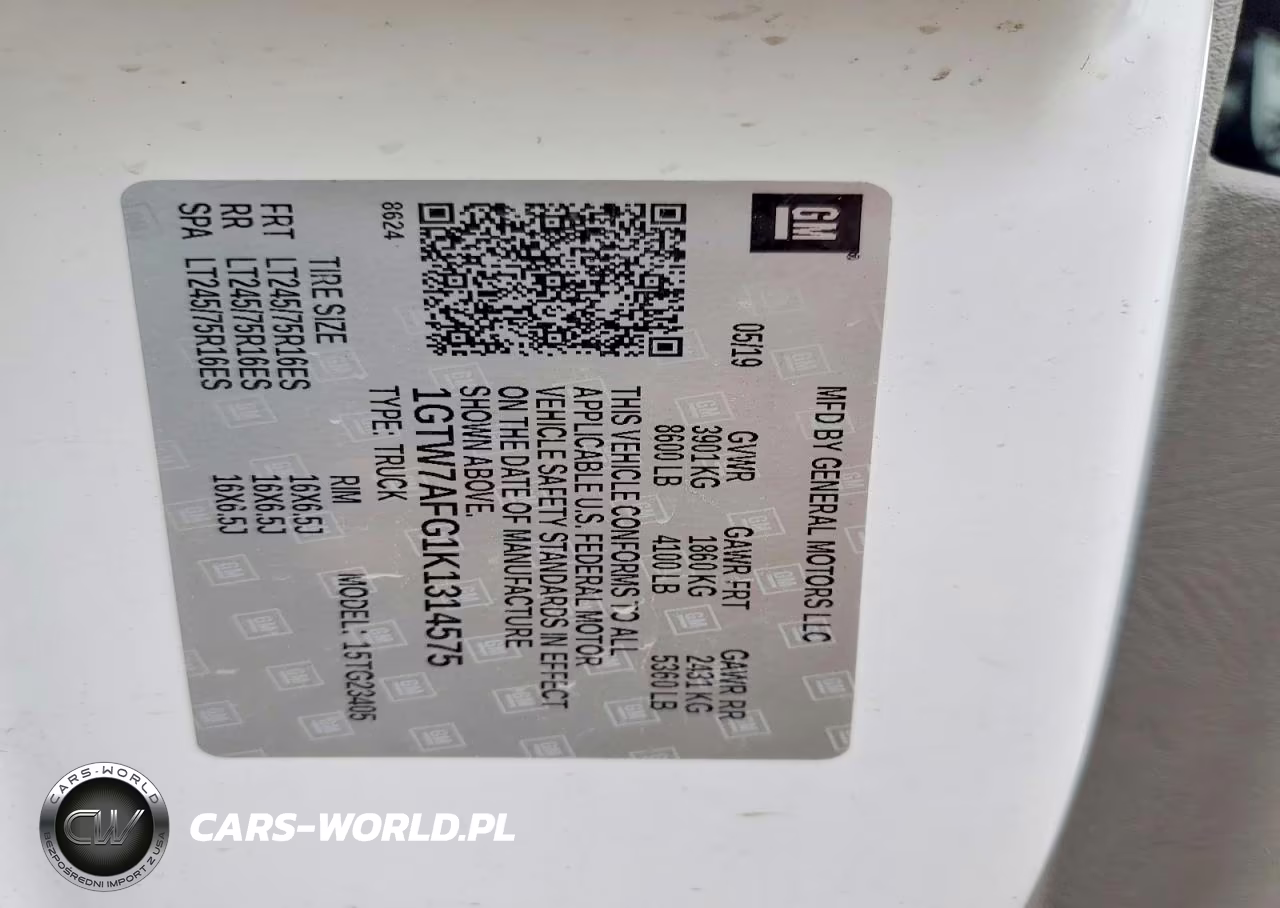 2019 GMC Savana 2500 Cargo Delivery Van VIN:1GTW7AFG1K1314575 - 13