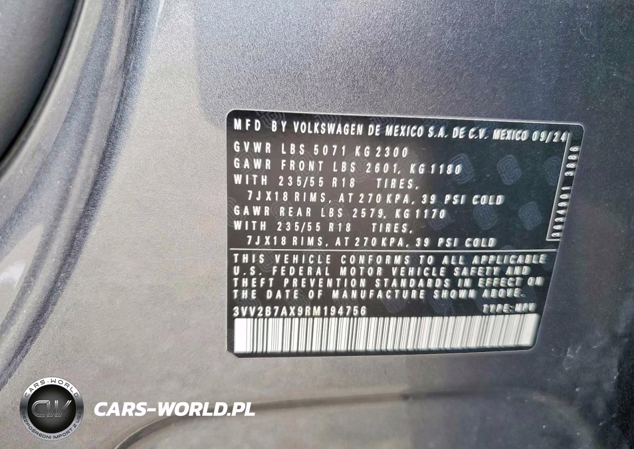 2024 Volkswagen Tiguan Se VIN:3VV2B7AX9RM194756 - 13