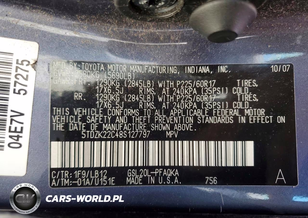2008 Toyota Sienna Xle VIN:5TDZK22C48S127797 - 13