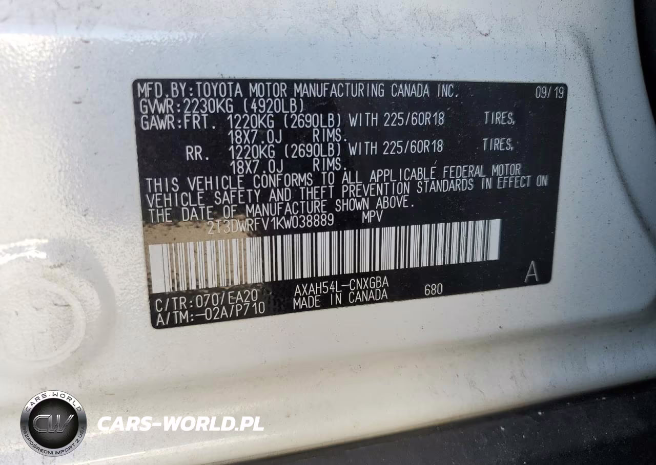 2019 Toyota Rav4 Limited VIN:2T3DWRFV1KW038889 - 13