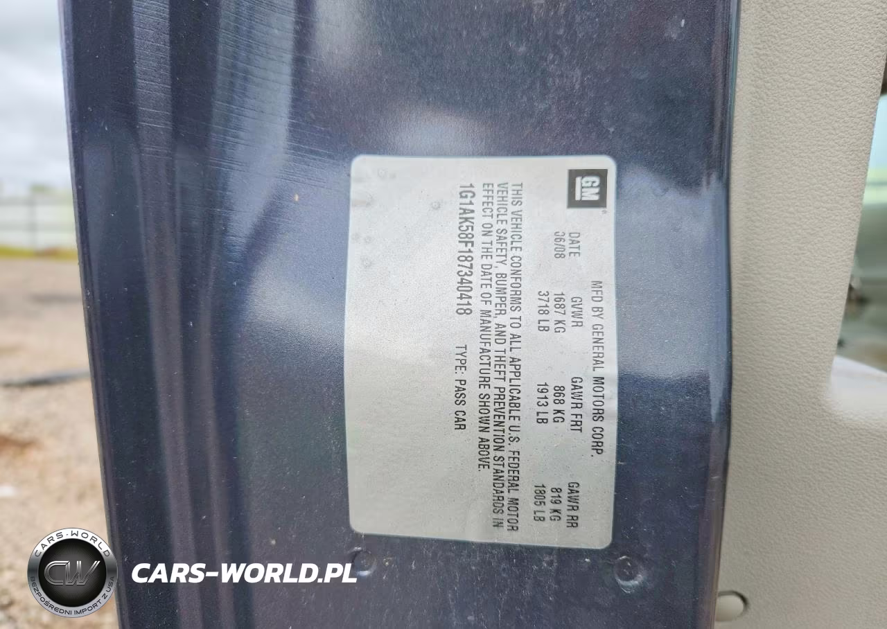 2008 Chevrolet Cobalt Ls VIN:1G1AK58F187340418 - 12
