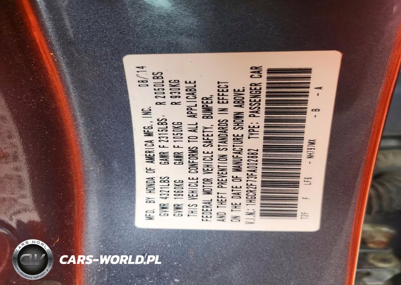 2015 Honda Accord Ex VIN:1HGCR2F73FA002882 - 12