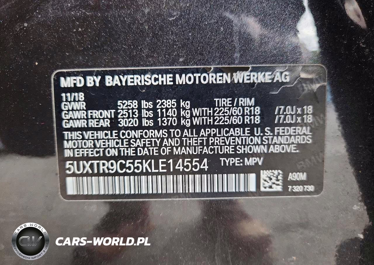 2019 BMW X3 xDrive30I VIN:5UXTR9C55KLE14554 - 13
