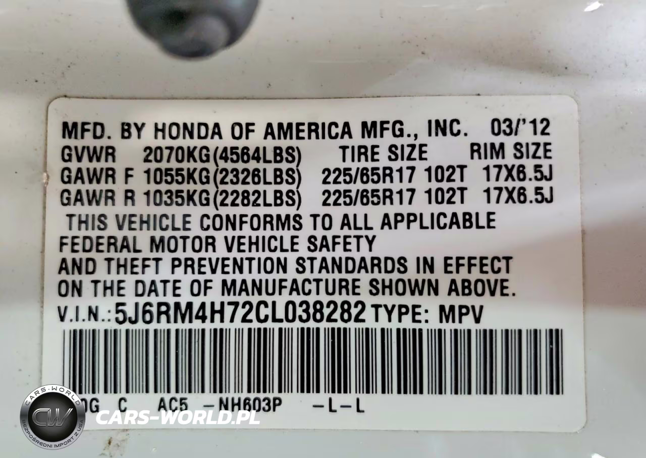 2012 Honda Cr-V Exl VIN:5J6RM4H72CL038282 - 13