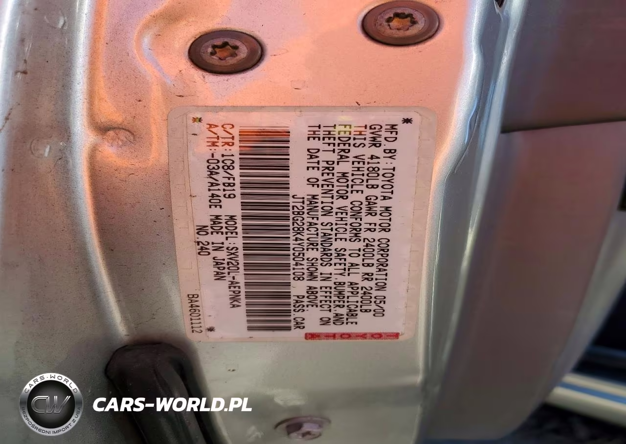 2000 Toyota Camry Le VIN:JT2BG28K4Y0504108 - 13