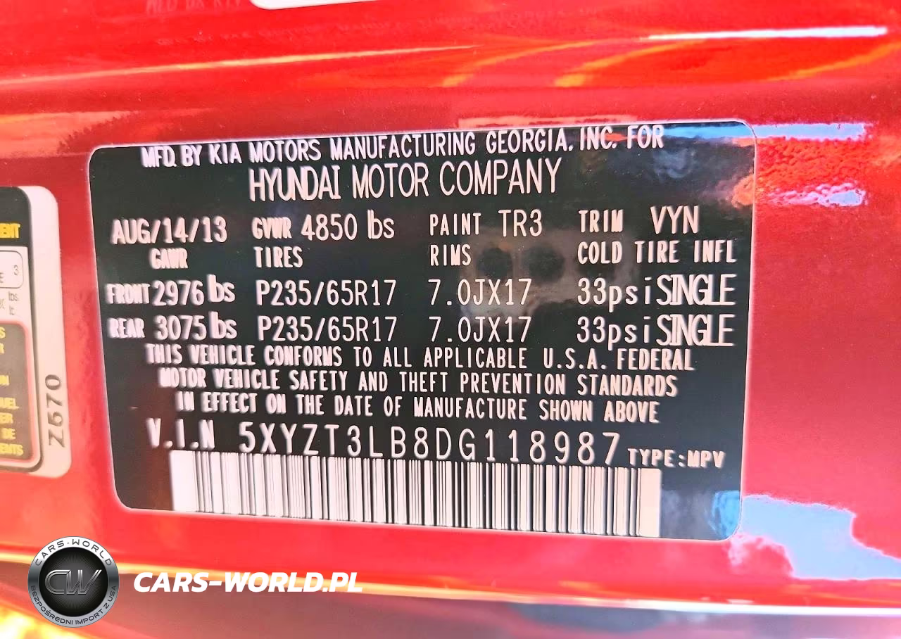 2013 Hyundai Santa Fe Sport 2.4L VIN:5XYZT3LB8DG118987 - 14