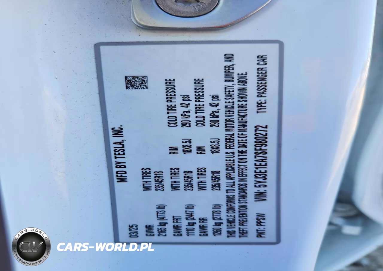 2025 Tesla Model 3 VIN:5YJ3E1EA7SF980272 - 12