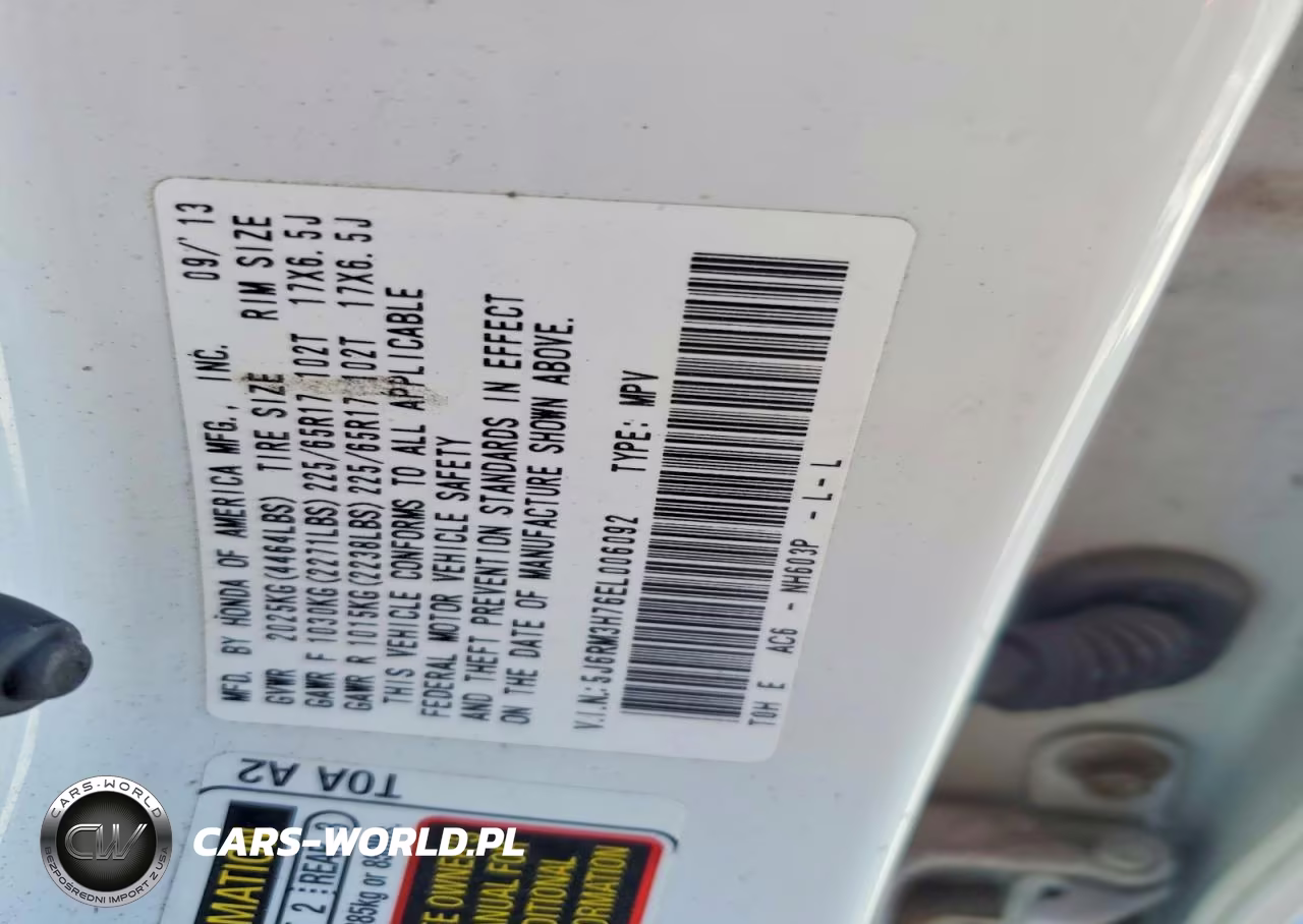 2014 Honda Cr-V Exl VIN:5J6RM3H76EL006092 - 13