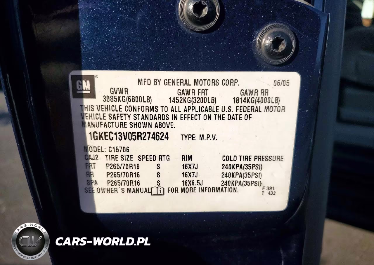 2005 GMC Yukon VIN:1GKEC13V05R274624 - 13