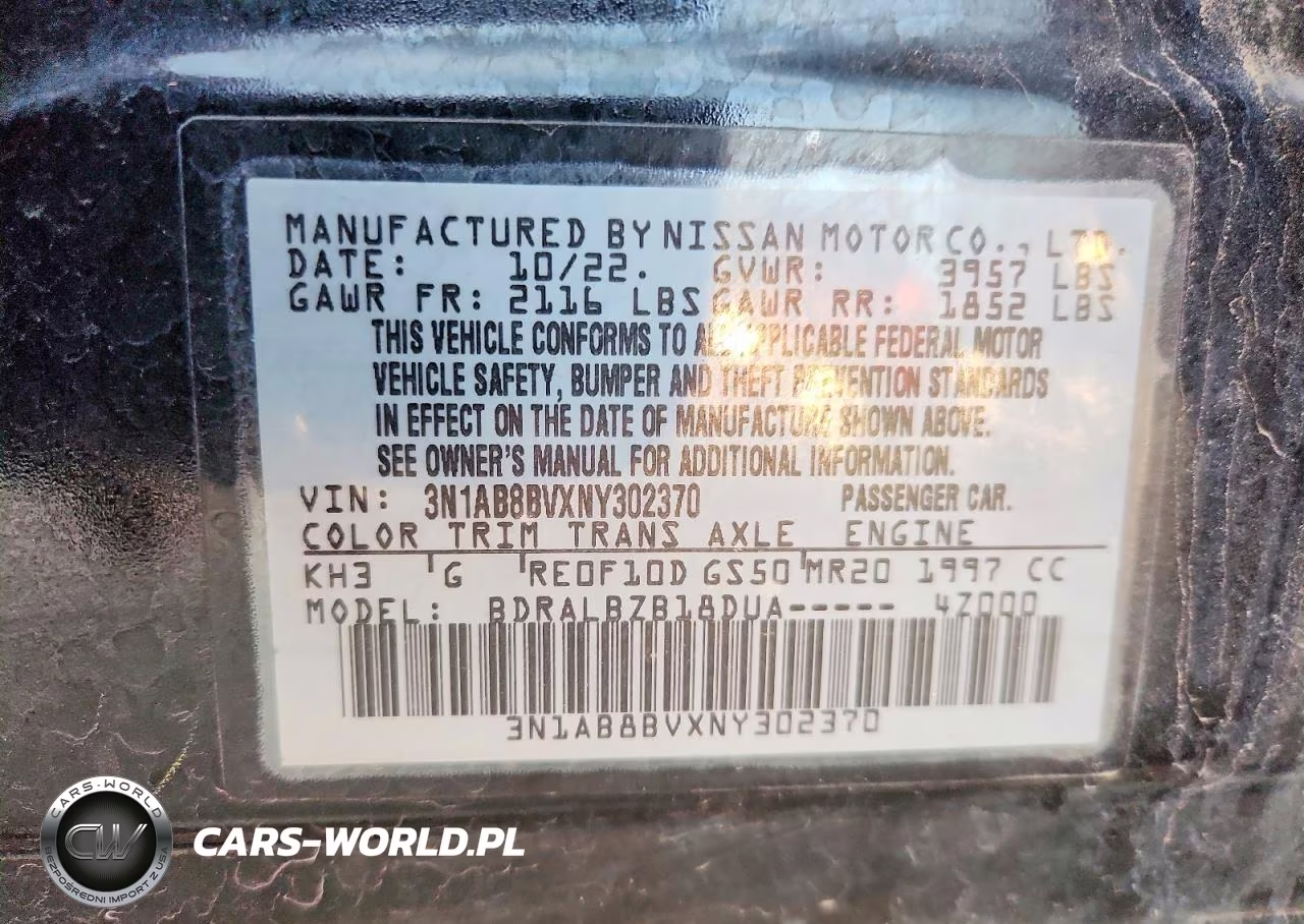 2022 Nissan Sentra S VIN:3N1AB8BVXNY302370 - 13