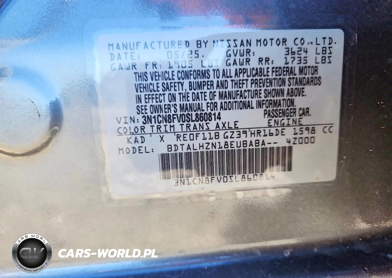 2025 Nissan Versa Sr VIN:3N1CN8FV0SL860814 - 13