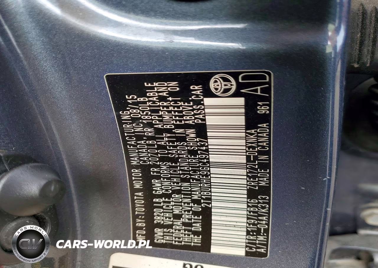 2016 Toyota Corolla Le VIN:2T1BURHE9GC497437 - 12