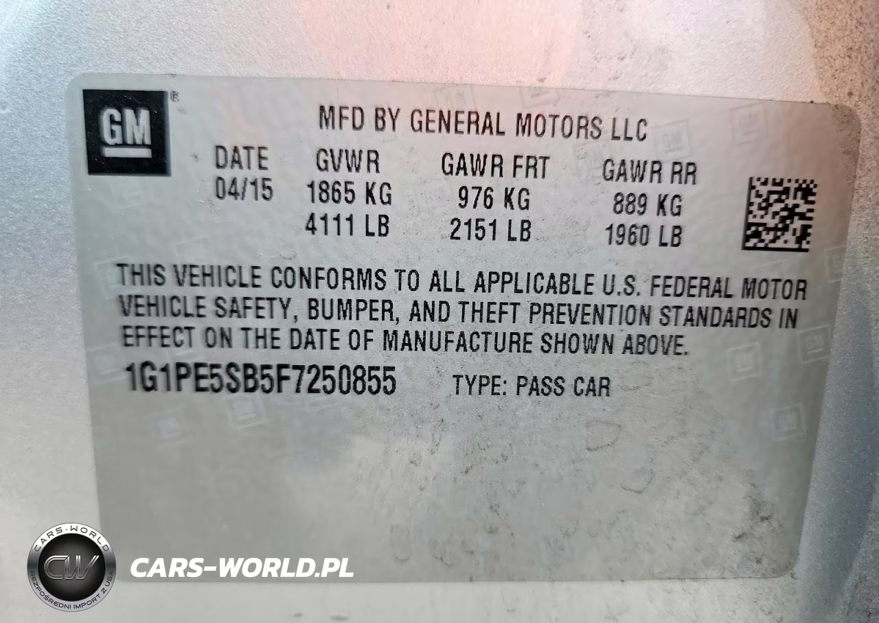 2015 Chevrolet Cruze Lt VIN:1G1PE5SB5F7250855 - 13